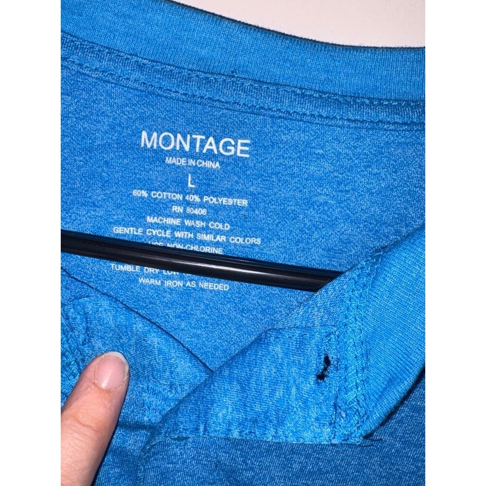 Montage men’s L long sleeve t shirt heathered blue - Picture 4 of 5